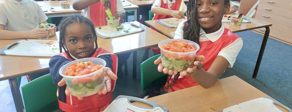 Salad making in Year 4